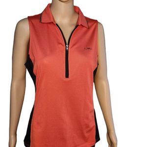 Lauren Ralph Lauren Polo Shirt Color Blocked Coral Black Womens Size Medium